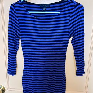 Royal blue/black striped bodycon dress